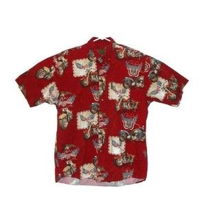 Clearwater Outfitters Men's Medium Shirt‎ Red With Motorcycles American Flags